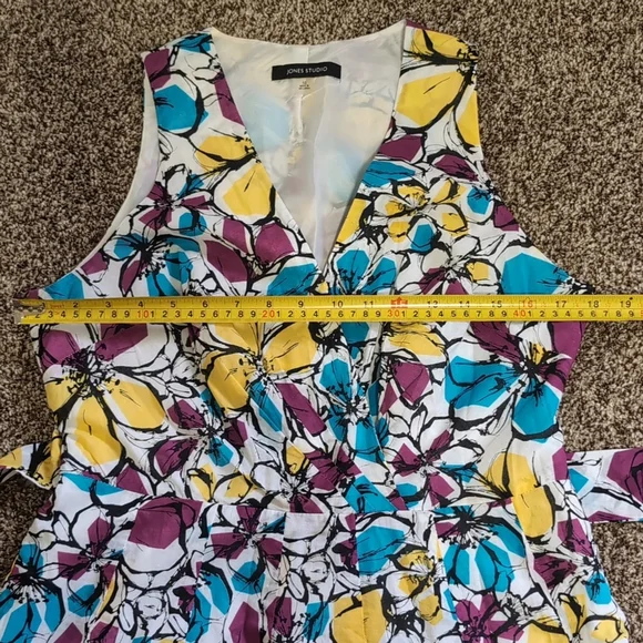 Cotton Floral Sleeveless Dress - Multicolor by Jones Studio Size 10 - Picture 4 of 12